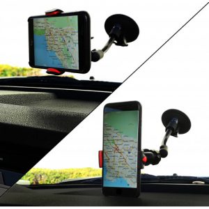 Universal Car Clip Holder for Smartphones, GPS, and MP3/MP4 Player. Adjustable Arm Width. Goose Neck Design with 360-degree Rotation. - CL-ACC62060