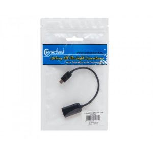 USB 2.0, Female to Micro USB 5-pin male , Black Color, Ideal for Smartphones - CL-CAB20125