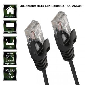 30 Meter RJ45 LAN Cable CAT 6e, 26AWG, Black Color - CL-CAB24019