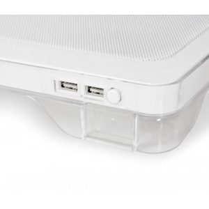 Notebook Cooler for 12"~17", 2x Blue LED Fan, 2x Built-in USB Port, Anti-Slip Design, Powered by USB, White Color - CL-NBK68019