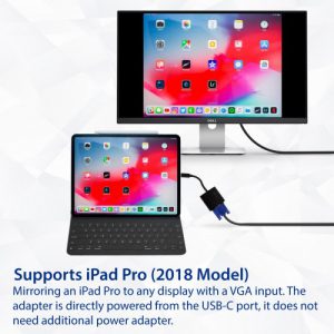 USB Type-C to VGA Adapter. Support Resolution up to 1080p. Bus-Powered. Fully Plug-n-Play. Thunderbolt 3 - SD-ADA20227