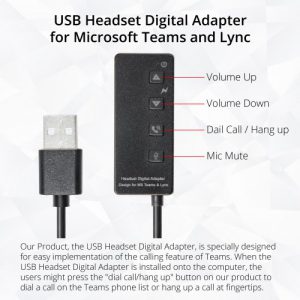 USB Headphone Digital Adapter for Microsoft Teams and Lync