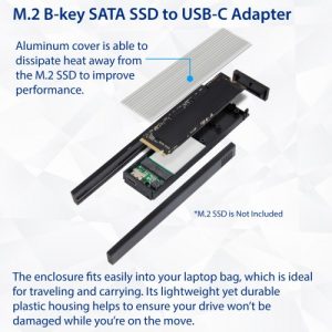 USB 3.1 Type-C 10Gbps to M.2 B-Key / SATA SSD External Drive. B-Key Form Factor in 22*42, 22*60, 22*80. - SD-ENC40144