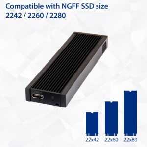 USB 3.1 Type-C 10Gbps to M.2 M-Key / NVMe / PCIe SSD External Drive. M-Key Form Factor in 22*42, 22*60, 22*80. - SD-ENC40146