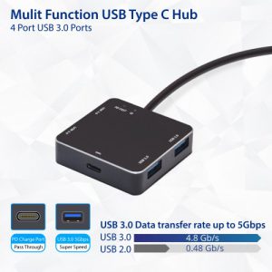 USB 3.1 Gen 1 Type-C Mini Hub -USB 3.0 Type A Hub / USB C PD Charge Port Pass Through - SD-HUB20218