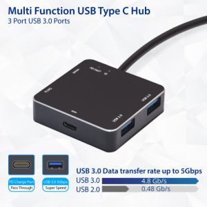 USB 3.1 Gen 1 Type-C Multi-Function Hub - 60W PD Pass Through / HDMI / 3 USB 3.0 Type A Ports - SD-HUB50115