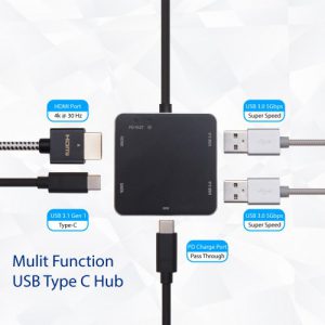 USB 3.1 Gen 1 Type-C Multi-Function Hub - 60W PD Pass Through / HDMI / 3 USB 3.0 Type A Ports - SD-HUB50115