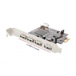 4 External Port and One Internal Port USB 2.0 PCI-e x1 Card - SD-PEX-NEC5U