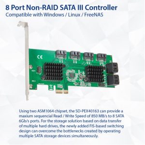 8 Port SATA III to PCIe 3.0 x1 NON-RAID Expansion Card SD-PEX40163