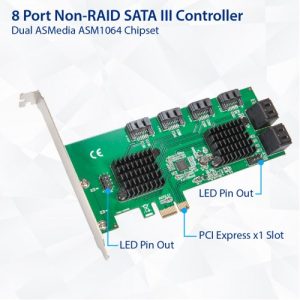 8 Port SATA III to PCIe 3.0 x1 NON-RAID Expansion Card SD-PEX40163