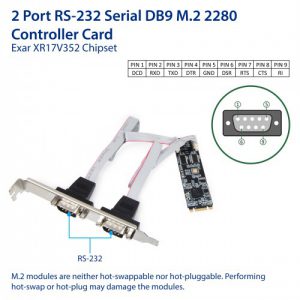 2 Port RS-232 DB9 Serial M.2 B+M Key Controller Card - SI-ADA15069