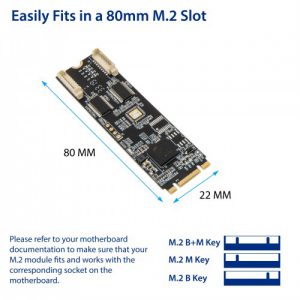 2 Port RS-232 DB9 Serial M.2 B+M Key Controller Card - SI-ADA15069