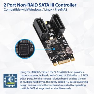 2 Port SATA III 6Gb/s M.2 22x42 Controller Card - SI-ADA40149