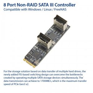 8 port Non-RAID SATA III 6Gbp/s to M.2 B+M Key Adapter PCI-e 3.0 x2 bandwith - SI-ADA40170