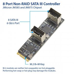 8 port Non-RAID SATA III 6Gbp/s to M.2 B+M Key Adapter PCI-e 3.0 x2 bandwith - SI-ADA40170