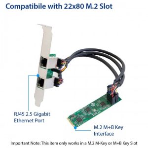 Dual 2.5 Gigabit M.2 B+M Key Ethernet Network Expansion Card