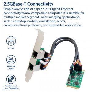 Dual 2.5 Gigabit mini PCIe Ethernet Network Expansion Card