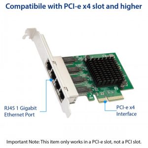 Quad Gigabit PCI-e x4 Ethernet Network Card