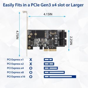 4 port Non-RAID SATA III 6Gbp/s and M.2 B Key 2242 PCI-e x4 Controller Card - SI-PEX40138