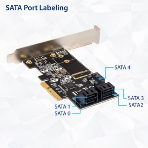 5 port Non-RAID SATA III 6Gbp/s PCI-e x4 Controller Card - SI-PEX40139