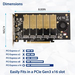 5 Slot M.2 B-key SATA Base PCI-e 3.0 x2 Bandwidth Controller Card Require x16 Slot - SI-PEX40142