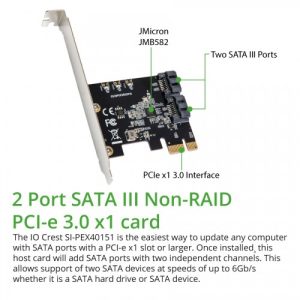 2 Port SATA III PCI-e 3.0 x1 Controller Card (Jmicro Chipset) - SI-PEX40148