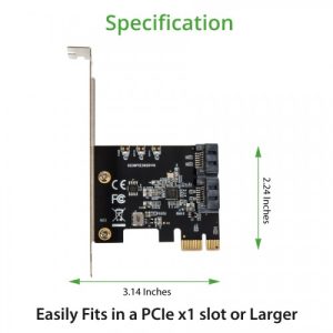 2 Port SATA III PCI-e 3.0 x1 Controller Card (Jmicro Chipset) - SI-PEX40148