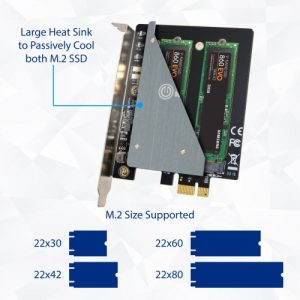 Dual M.2 B-Key PCI-e 3.0 x1 Adapter with Heatsink - SI-PEX40153