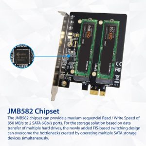 Dual M.2 B-Key PCI-e 3.0 x1 Adapter with Heatsink - SI-PEX40153