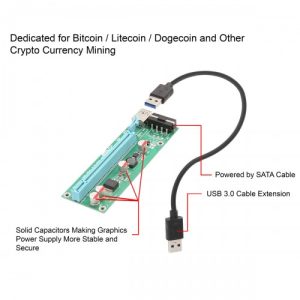 4 port PCI-E x1 Transfer adapter to Powered x16 Riser Adapter Card USB 3.0 Extension Cable - SI-PEX60018