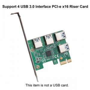 4 port PCI-E x1 Transfer adapter to Powered x16 Riser Adapter Card USB 3.0 Extension Cable - SI-PEX60018