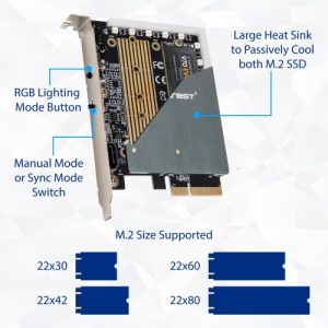 M.2 M-key and M.2 B-key SSD RGB Adapter Card with Heatsink 5V ARGB PIN - SI-RGB40147