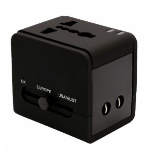 Universal Travel Adapter, International Plug (US / UK / EU / AU) with 2-Port USB Type-A Charging Port, Input: AC100-250V - SY-ADA60013