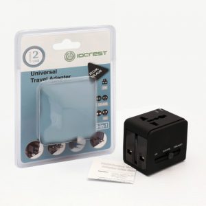 Universal Travel Adapter, International Plug (US / UK / EU / AU) with 2-Port USB Type-A Charging Port, Input: AC100-250V - SY-ADA60013