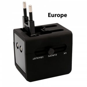 Universal Travel Adapter, International Plug (US / UK / EU / AU) with 2-Port USB Type-A Charging Port, Input: AC100-250V - SY-ADA60013