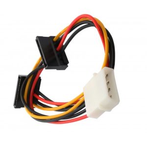 12" Molex to Dual SATA Right Angle Power Cable - SY-CAB40018