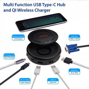 6-in-1 USB 3.1 Gen 1 Type-C Hub Docking Station with 10W QI Wireless Charger - SY-CHG50120