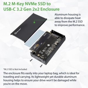 USB-C 3.2 Gen 2x2 M.2 M-key NVME Gen3x4 SSD External Enclosure - SY-ENC40231