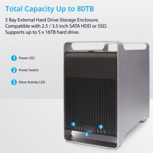 5 Bay 2.5" and 3.5" SATA HDD External USB 3.0 / eSATA RAID Hard Drive Enclosure - SY-ENC50122