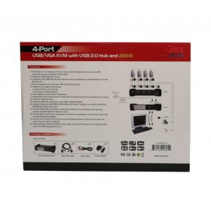 4 Port VGA KVM Switch with USB 2.0, Speaker, Microphone, Printer and Thumb Drive Support - SY-KVM20107