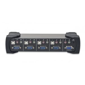 4 Port VGA KVM Switch with USB 2.0, Speaker, Microphone, Printer and Thumb Drive Support - SY-KVM20107