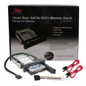 5.25" Bay Drive Tray Less Mobile Rack for 3.5" and 2.5" SATA III HDD with extra 2 port USB 3.0 - SY-MRA55006