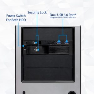 5.25" Bay Drive Tray Less Security Lock Mobile Rack for 3.5" and 2.5" SATA III HDD with extra 2 port USB 3.0 - SY-MRA55007