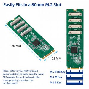 4 Port RS-232 DB9 Serial M.2 B+M Key Controller Card - SY-PEX15066