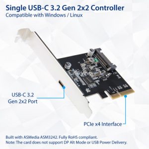 Single Port USB-C 3.2 Gen 2x2 PCI-e Gen 3 x4 Expansion Card - SY-PEX20230