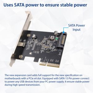 Single Port USB-C 3.2 Gen 2x2 PCI-e Gen 3 x4 Expansion Card - SY-PEX20230