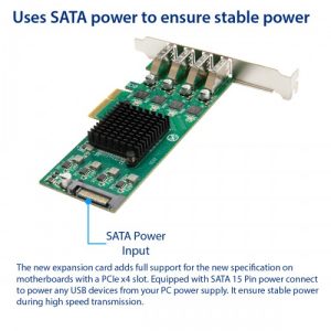 USB 3.2 Gen 1 (5 Gbps) 4 Port Type-A PCI-e 3.0 x4