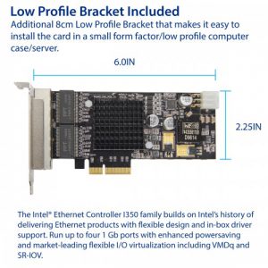 4 Port Gigabit 802.3at POE+ Ethernet PCI-e x4 Ethernet Network Interface Card - SY-PEX24070