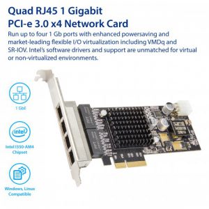 4 Port Gigabit 802.3at POE+ Ethernet PCI-e x4 Ethernet Network Interface Card - SY-PEX24070