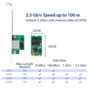 Single Port 2.5 Gigabit M.2 M+B key Ethernet Card NIC